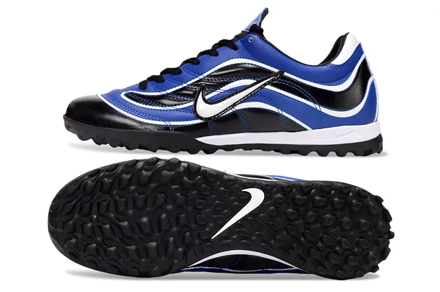 Nike Blue Black Wave-Pattern Synthetic Overlays Low-Top Sole Turf Soccer Shoes 6