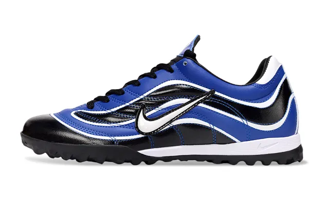 Nike Blue Black Wave-Pattern Synthetic Overlays Low-Top Sole Turf Soccer Shoes 7