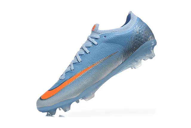 Nike أزرق برتقالي منخفض القطع أعلى ملائم للجوارب نسيج صناعي محكم الملمس أرض صلبة أحذية كرة القدم 4