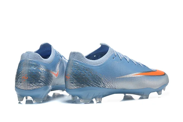 Nike أزرق برتقالي منخفض القطع أعلى ملائم للجوارب نسيج صناعي محكم الملمس أرض صلبة أحذية كرة القدم 5