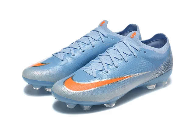 Nike أزرق برتقالي منخفض القطع أعلى ملائم للجوارب نسيج صناعي محكم الملمس أرض صلبة أحذية كرة القدم 8