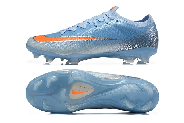 Nike أزرق برتقالي منخفض القطع أعلى ملائم للجوارب نسيج صناعي محكم الملمس أرض صلبة أحذية كرة القدم 9