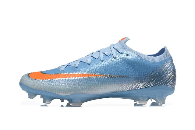 Nike أزرق برتقالي منخفض القطع أعلى ملائم للجوارب نسيج صناعي محكم الملمس أرض صلبة أحذية كرة القدم 10