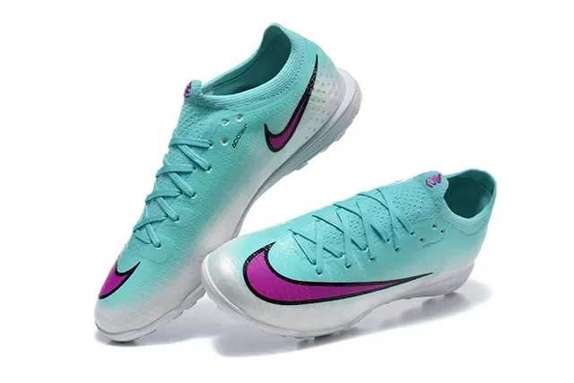 Nike Blue Pink Knit Upper Gradient Aqua-To-White Turf Soccer Shoes 2