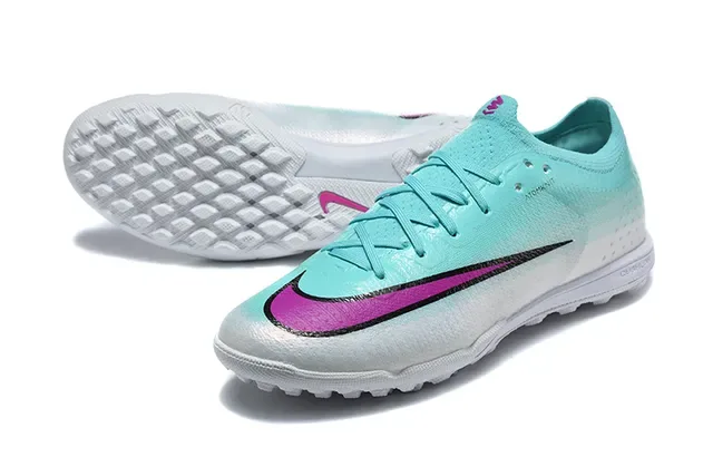 Nike Blue Pink Knit Upper Gradient Aqua-To-White Turf Soccer Shoes 6