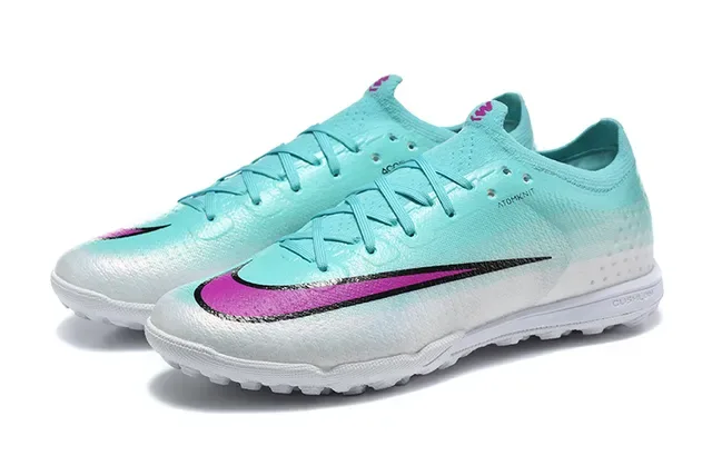 Nike Blue Pink Knit Upper Gradient Aqua-To-White Turf Soccer Shoes 8