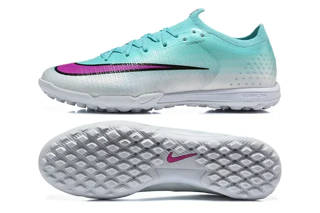 Nike Blue Pink Knit Upper Gradient Aqua-To-White Turf Soccer Shoes 9