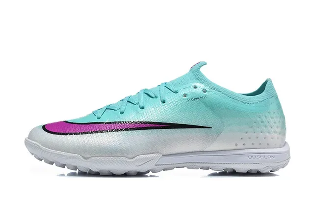 Nike Blue Pink Knit Upper Gradient Aqua-To-White Turf Soccer Shoes 10