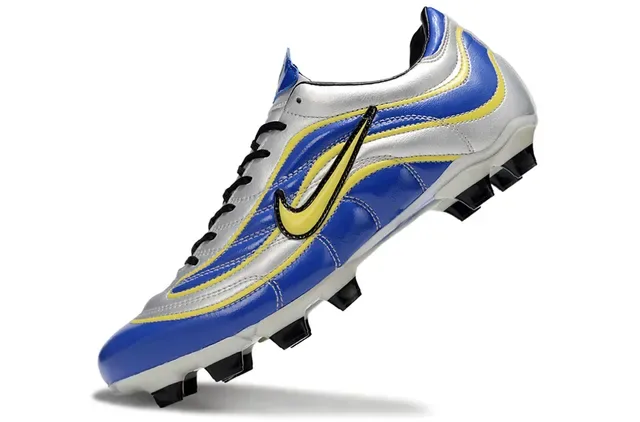 Nike Blue Silver Low-Cut Synthetic Upper Wave-Patterned Overlays Firm-Ground Soccer Shoes 2