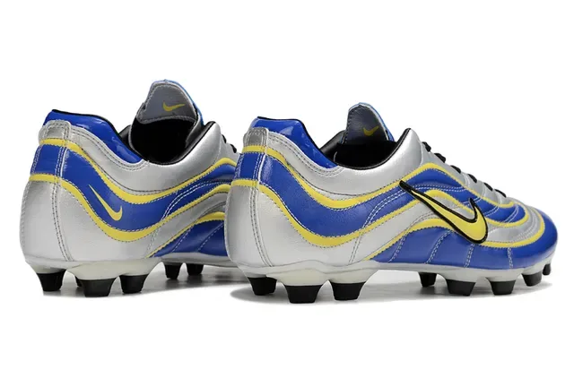 Nike Blue Silver Low-Cut Synthetic Upper Wave-Patterned Overlays Firm-Ground Soccer Shoes 4