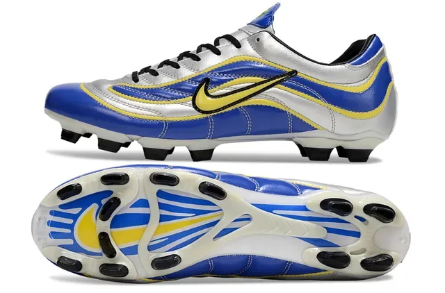 Nike Blue Silver Low-Cut Synthetic Upper Wave-Patterned Overlays Firm-Ground Soccer Shoes 5