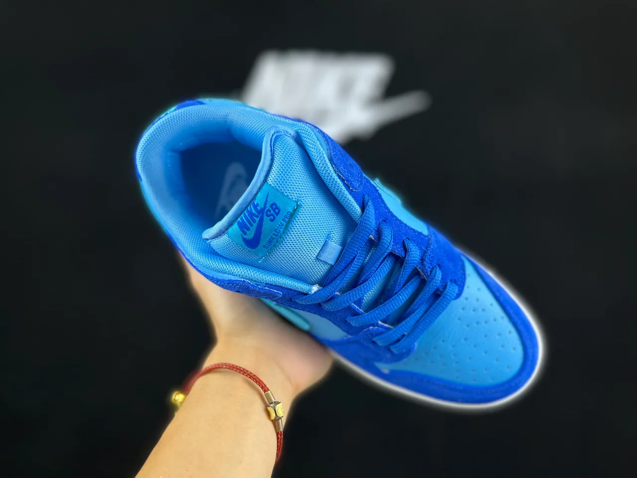 Nike Dunk Low Chaussures de Skateboard en Cuir de Daim Bleu 3