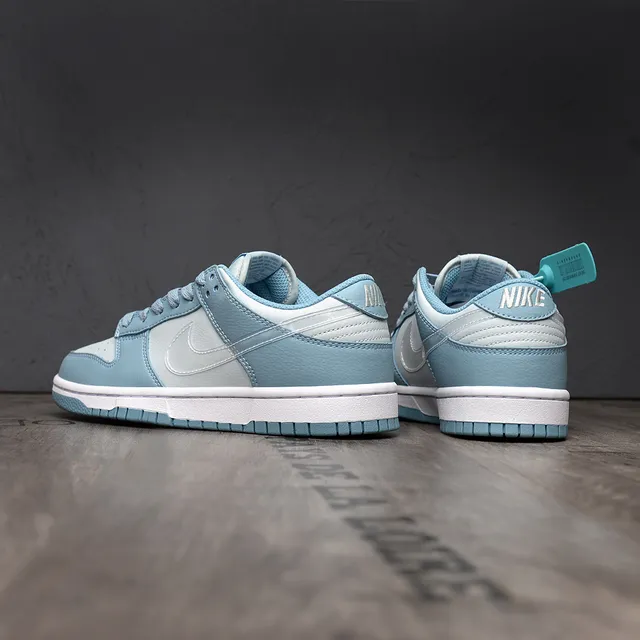Nike Dunk Low Blue White Perforated Toe Lifestyle Sneakers 3