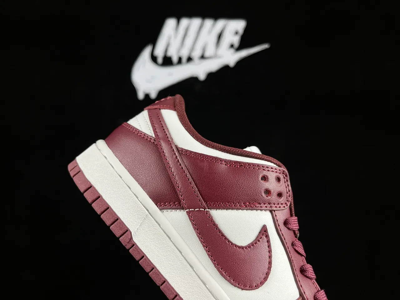 Nike Dunk Low Burgundy and White Lifestyle Sneakers 4
