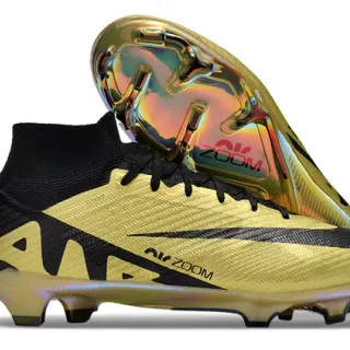 Nike Chaussures de football avec tige gold black métallique, overlays synthétiques, pour firm-ground