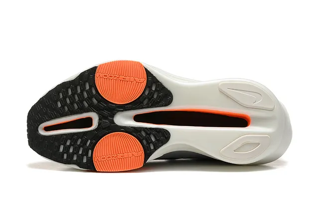 Nike Gray Orange Engineered Knit Upper Asymmetrical Sculpted Midsole Running Shoes 5