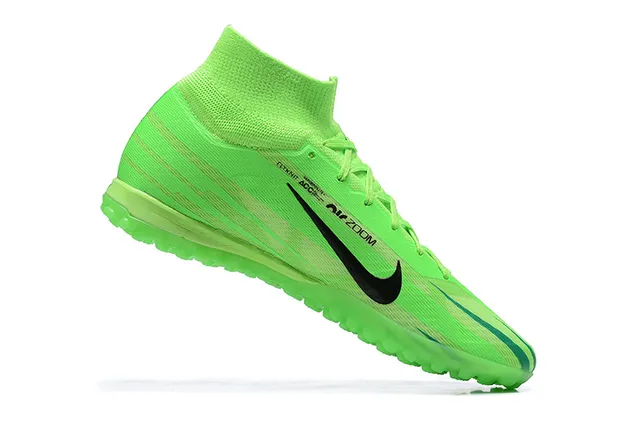 Nike Vert Noir Haut-Coupé Collet Ajuste Chaussette Neón Lime Supérieur Synthétique Chaussures de Football Turf 4
