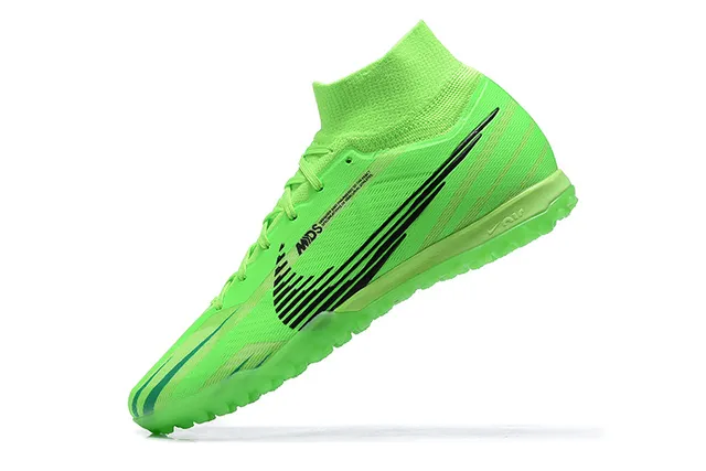 Nike Vert Noir Haut-Coupé Collet Ajuste Chaussette Neón Lime Supérieur Synthétique Chaussures de Football Turf 5