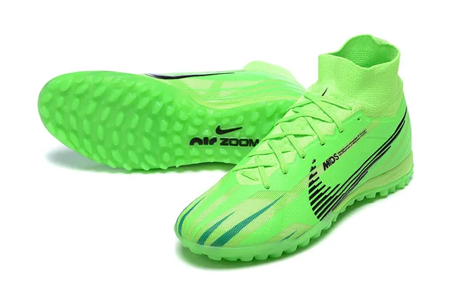 Nike Vert Noir Haut-Coupé Collet Ajuste Chaussette Neón Lime Supérieur Synthétique Chaussures de Football Turf 6