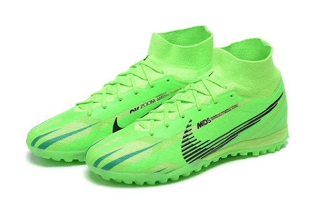 Nike Vert Noir Haut-Coupé Collet Ajuste Chaussette Neón Lime Supérieur Synthétique Chaussures de Football Turf 7
