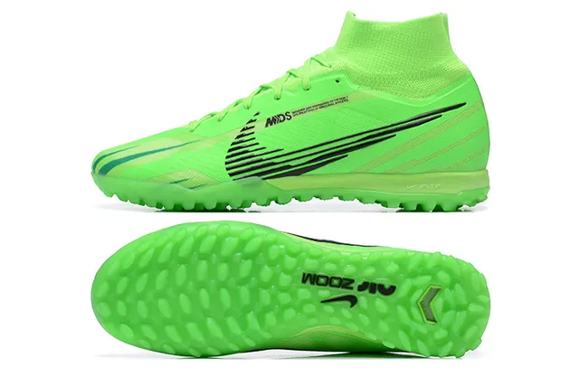 Nike Vert Noir Haut-Coupé Collet Ajuste Chaussette Neón Lime Supérieur Synthétique Chaussures de Football Turf 8