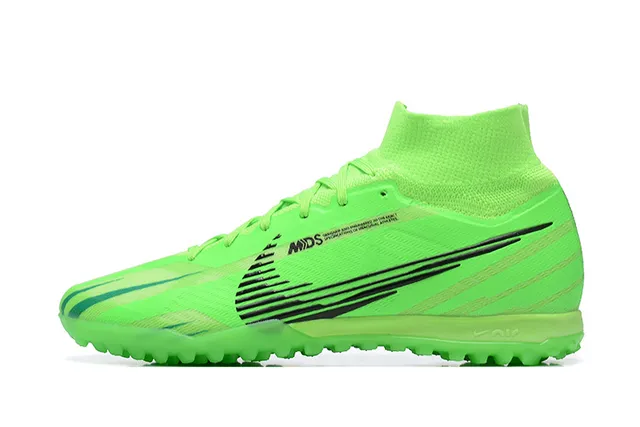 Nike Vert Noir Haut-Coupé Collet Ajuste Chaussette Neón Lime Supérieur Synthétique Chaussures de Football Turf 9