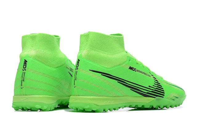 Nike Vert Noir Haut-Coupé Collet Ajuste Chaussette Neón Lime Supérieur Synthétique Chaussures de Football Turf 10