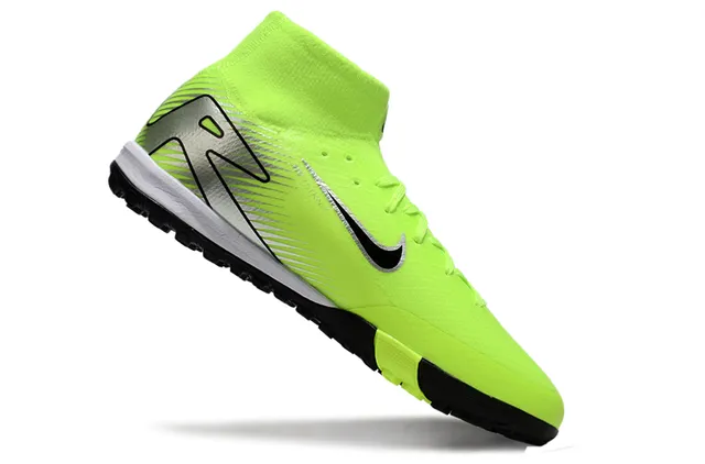 Nike Verde Negro Alto Ajuste a Calcetín Cordones Asimétricos Zapatos de Fútbol para Césped Artificial 2