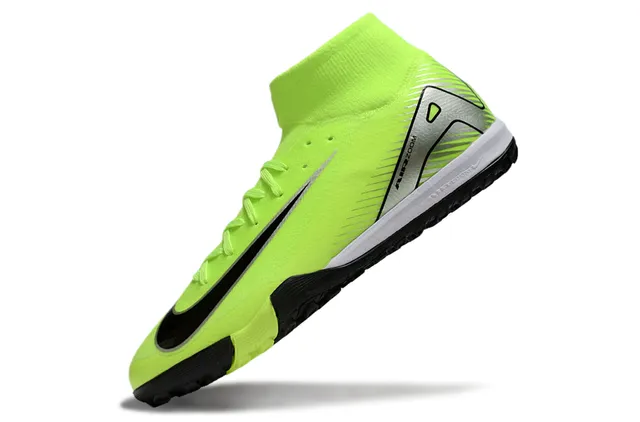 Nike Verde Negro Alto Ajuste a Calcetín Cordones Asimétricos Zapatos de Fútbol para Césped Artificial 3