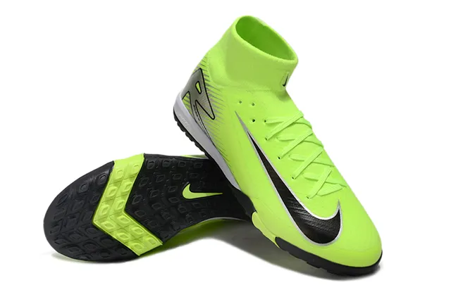 Nike Verde Negro Alto Ajuste a Calcetín Cordones Asimétricos Zapatos de Fútbol para Césped Artificial 4