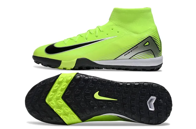 Nike Verde Negro Alto Ajuste a Calcetín Cordones Asimétricos Zapatos de Fútbol para Césped Artificial 6