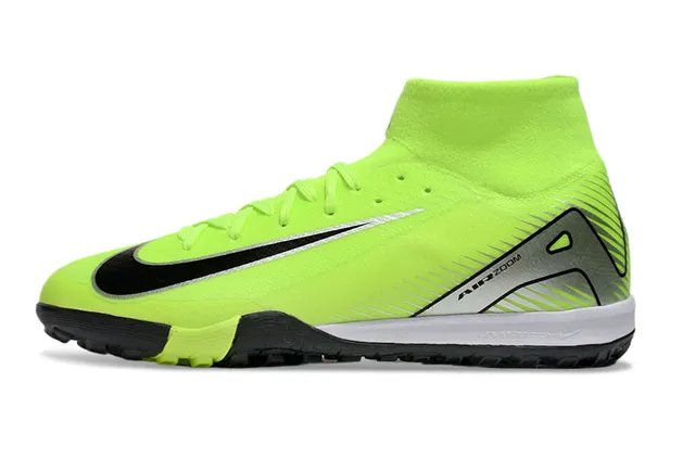 Nike Verde Negro Alto Ajuste a Calcetín Cordones Asimétricos Zapatos de Fútbol para Césped Artificial 7