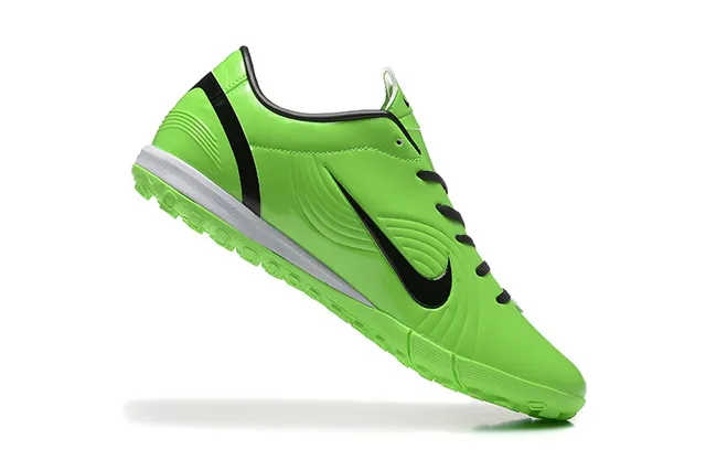Nike Vert Noir Bas-Coupé Supérieur Synthétique Embossage à motif ondulé Chaussures de football turf 4