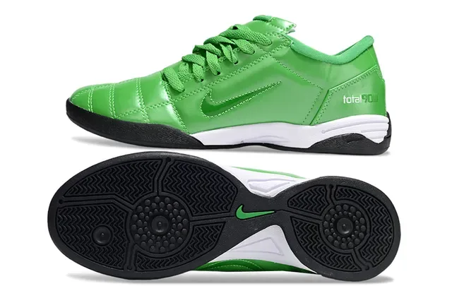 Nike أخضر أسود كويلتد أعلى صناعي منخفض مرتبط أحذية كرة قدم داخلية 6