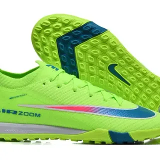 Nike Vert et Bleu Flyknit Low-Cut Silhouette Turf Chaussures de Football