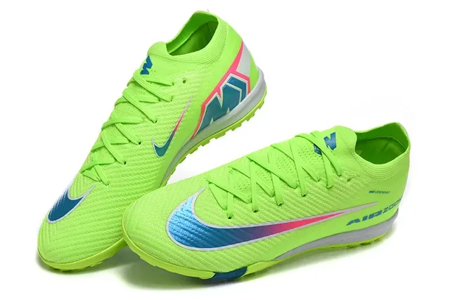 Nike हरी नीली Flyknit लो-कट सिल्हूट टर्फ फुटबॉल जूते 2