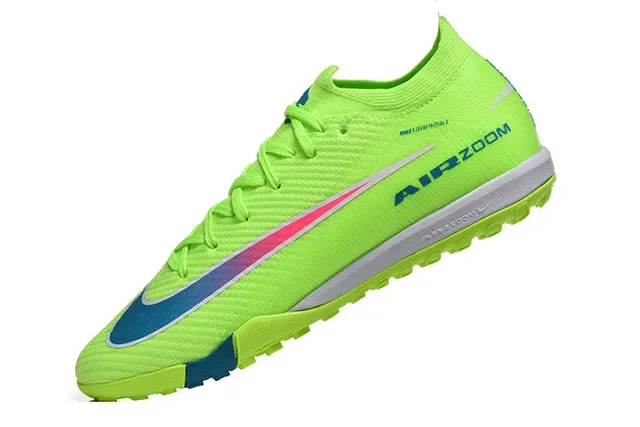 Nike हरी नीली Flyknit लो-कट सिल्हूट टर्फ फुटबॉल जूते 4
