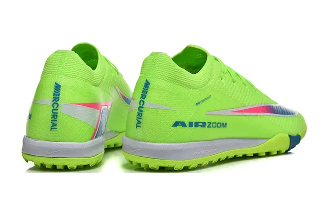 Nike हरी नीली Flyknit लो-कट सिल्हूट टर्फ फुटबॉल जूते 5