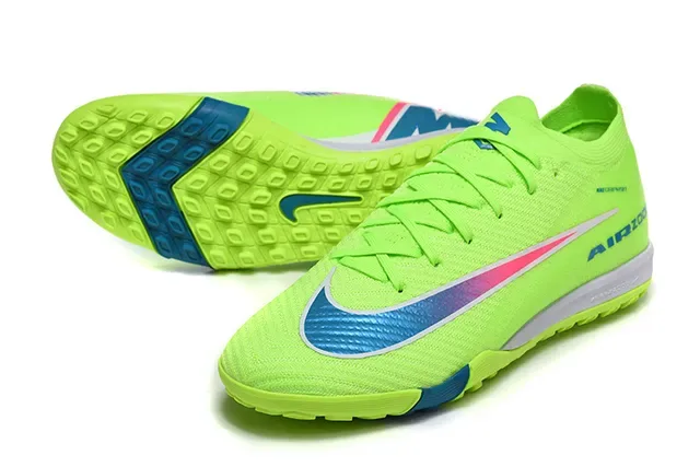Nike हरी नीली Flyknit लो-कट सिल्हूट टर्फ फुटबॉल जूते 6