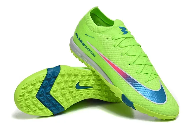 Nike हरी नीली Flyknit लो-कट सिल्हूट टर्फ फुटबॉल जूते 7