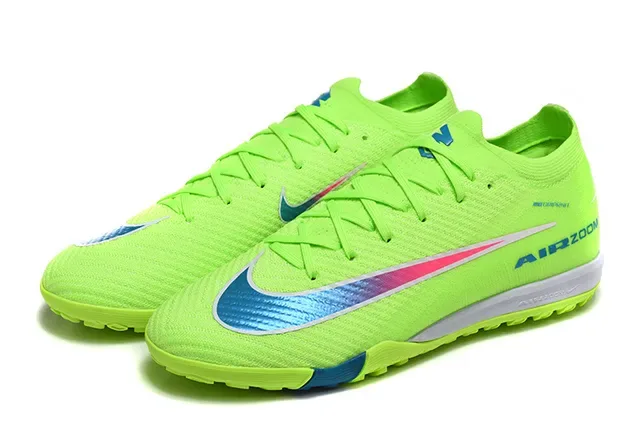 Nike हरी नीली Flyknit लो-कट सिल्हूट टर्फ फुटबॉल जूते 8