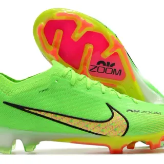 Nike Green Pink Neon Flyknit Upper Translucent Sole Firm-Ground Soccer Shoes