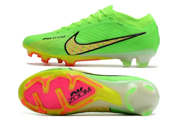Nike Vert Rose Néon Flyknit Upper Semelle Translucide Clou Firm-Ground Chaussures de Football 2