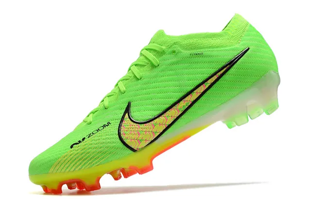 Nike Vert Rose Néon Flyknit Upper Semelle Translucide Clou Firm-Ground Chaussures de Football 4