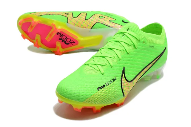 Nike Vert Rose Néon Flyknit Upper Semelle Translucide Clou Firm-Ground Chaussures de Football 6
