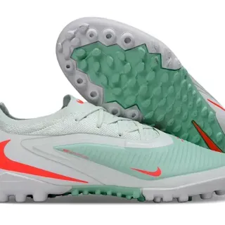 Nike Verde/Vermelho Low-Cut Synthetic Mesh Upper Sapatos de Futebol Turf