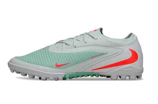 Nike Verde/Vermelho Low-Cut Synthetic Mesh Upper Sapatos de Futebol Turf 6