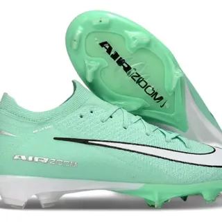 Nike Vert Blanc Tricot Chaussant Supérieur Clous Coniques Moldés Sol Firme Chaussures de Football
