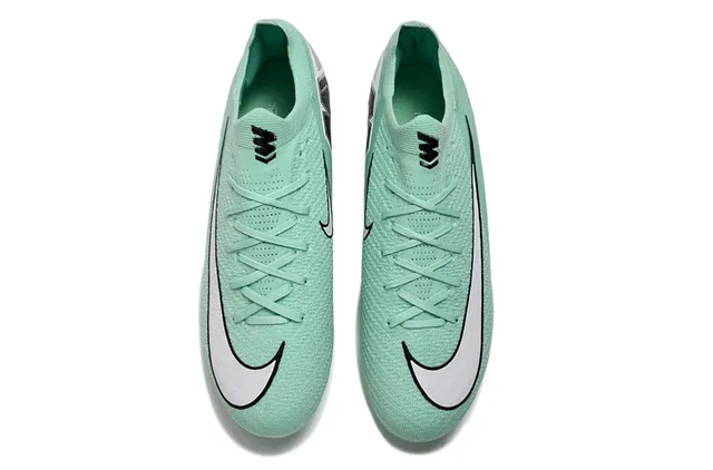Nike Vert Blanc Tricot Chaussant Supérieur Clous Coniques Moldés Sol Firme Chaussures de Football 11