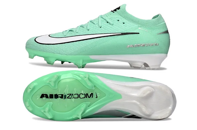 Nike Vert Blanc Tricot Chaussant Supérieur Clous Coniques Moldés Sol Firme Chaussures de Football 14